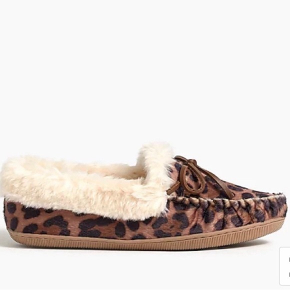 J. Crew leopard calf hair moccasin house slippers 8 - Picture 8 of 10
